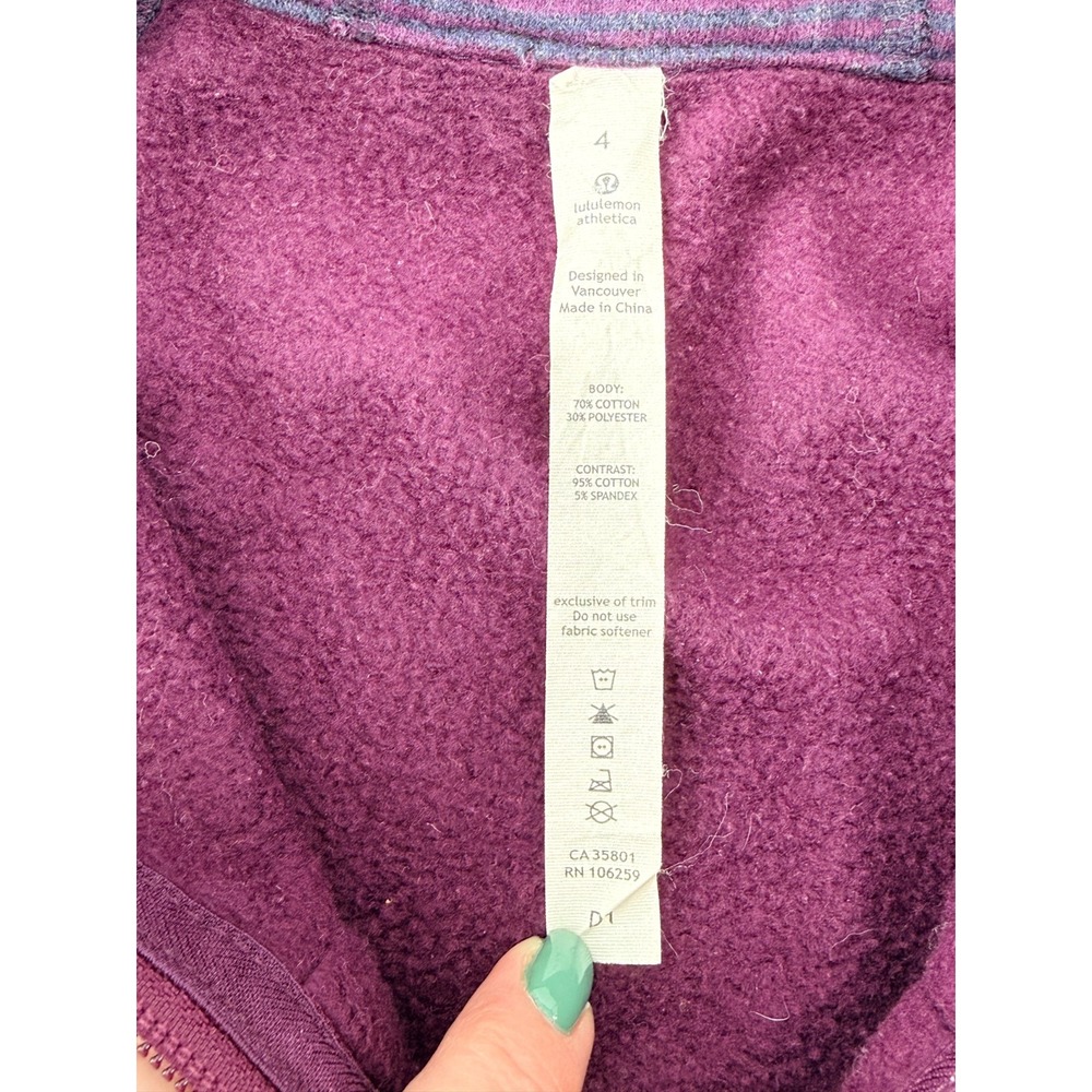 Lululemon Women's Size 4 Purple Full Zip Hoodie Scuba Jacket Thumbholes Athletic - Picture 5 of 9